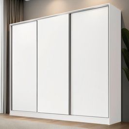 Guarda-Roupa Casal 100% MDF Madesa Nantes 3 Portas de Correr Branco Branco