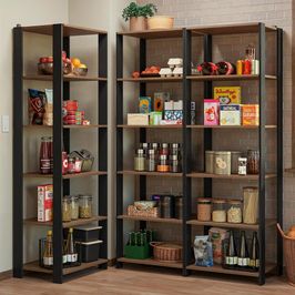 Armário Estante Multiuso Organizador Despensa de Canto 15 Prateleiras 177cm Rustic/Preto Madesa Rustic/Preto
