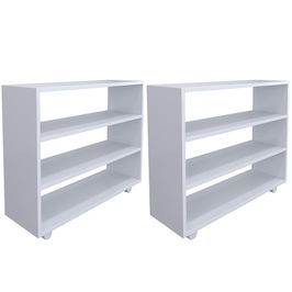 Kit 02 Sapateiras Multiuso Organizador Com 03 Prateleiras E Rodízio Pérola L03 Branco - Lyam Decor