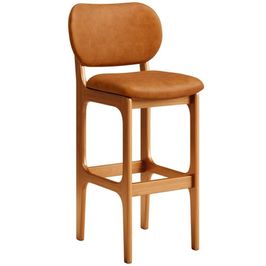 Banqueta Alta Bar Cozinha Sala Jantar Fixa Betta L02 Imbuia Couríssimo Canela - Lyam Decor