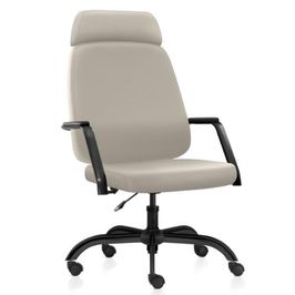 Cadeira de Escritório Giratória Diretor com Apoio de Cabeça Hub F02 Sintético Areia - Lyam Decor