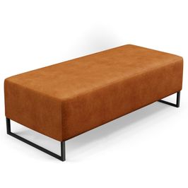 Puff Decorativo Sala de Estar Bali W01 Base Ferro 120x50 cm Couríssimo Canela - Lyam Decor