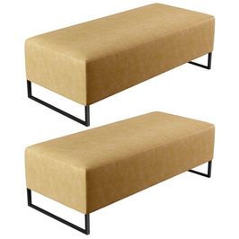 Kit 02 Puffs Decorativo Sala de Estar Bali W01 Base Ferro 120x50 cm Couríssimo Fendi  - Lyam Decor