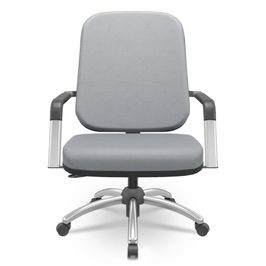 Cadeira de Escritório Giratória com Braço Cromada Magno P03 Vinil Cinza - Lyam Decor