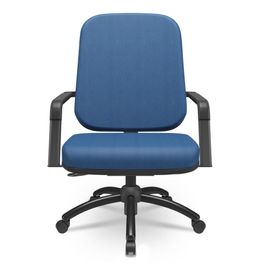 Cadeira de Escritório Giratória com Braço Preta Magno P03 Crepe Azul - Lyam Decor