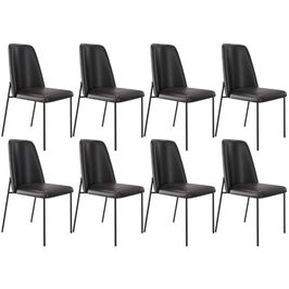 Kit 08 Cadeiras Decorativa Estofada Para Sala De Jantar Bella L02 Couríssimo Preto - Lyam Decor