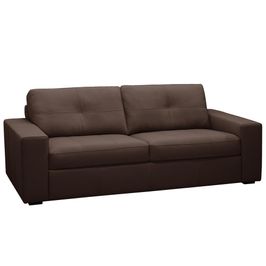 Sofá 3 Lugares Para Sala de Estar Living 205cm Vienne L06 Couro Marrom Café - Lyam Decor