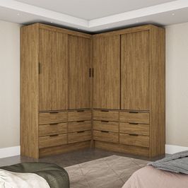 Closet Casal Duplo Sevilha 4 Portas 12 Gavetas Carioca Móveis Branco