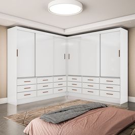 Closet Sevilha 6 Portas Casal Duplo 18 Gavetas Carioca Moveis Branco