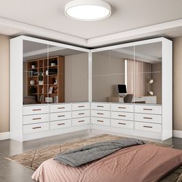 Closet Sevilha 6 Portas Casal Duplo Premium 18 Gavetas Carioca Moveis Branco