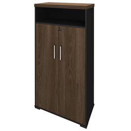 Armário Alto para Escritório 89cm Tamburato A06 Marrom/Preto - Mpozenato