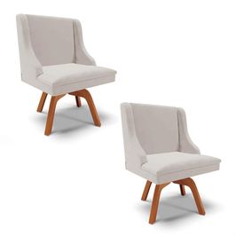 Kit 2 Cadeiras Estofadas Giratória para Sala de Jantar Lia Veludo Cinza - Ibiza