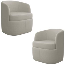 Kit 2 Poltronas Giratória Decorativa para Sala Dandara Z08 Boucle Bege - Mpozenato