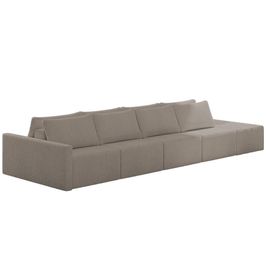 Sofá Ilha Modular com Puff para Sala Living 392cm Georgia Z08 Boucle Bege Escuro - Mpozenato