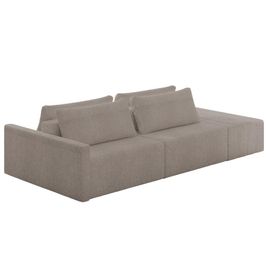 Sofá Ilha Modular com Puff para Sala Living 252cm Georgia Z08 Boucle Bege Escuro - Mpozenato