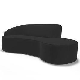 Sofá Living 3 Lugares 260cm Braço Esquerdo Mozart D06 Veludo Preto - Mpozenato