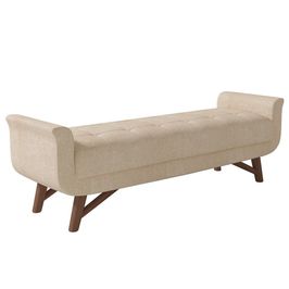 Puff Recamier Calçadeira 195cm Base Madeira Neville Z37 Boucle Bege - Mpozenato