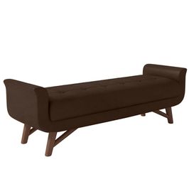 Puff Recamier Calçadeira 140cm Base Madeira Neville Z37 Sintético Marrom - Mpozenato