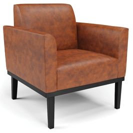 Poltrona Decorativa Base Madeira Preto Maressa Sintético PU Nozes - Ibiza