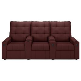 Poltrona de Cinema Reclinável 3 Lugares Baú USB Mallie FH9 Veludo Vinho - Mpozenato