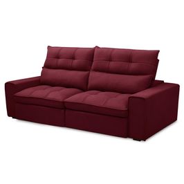 Sofá Retrátil Reclinável 3 Lugares 210cm Damy F05 Veludo Bordô - Mpozenato