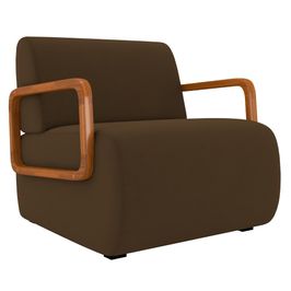 Poltrona Decorativa Orgânica para Sala Belarus Z08 Veludo Marrom - Mpozenato