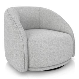 Poltrona Decorativa Orgânica Giratória Lya M22 Linho Cinza Claro - Mpozenato