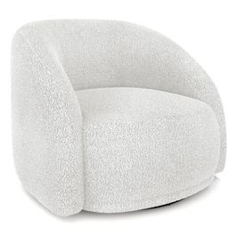 Poltrona Decorativa Orgânica Giratória Lya M22 Boucle Branco - Mpozenato