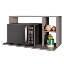 Suporte Micro-Ondas Forno Armário Aéreo 80cm 2 Prateleiras Maya Z34 Grafite - Mpozenato