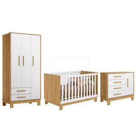 Quarto Infantil 3 Peças com Berço Q Encanto Slim Freijó/Branco - Qmovi