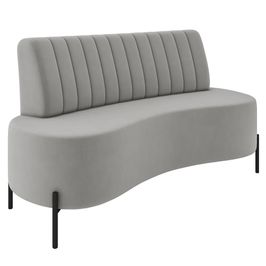 Sofá 2 Lugares 160cm Pés Aço Preto Tamar Z08 Veludo Cinza - Mpozenato