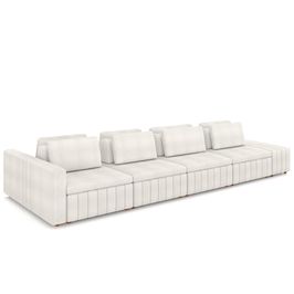 Sofá Ilha e Puff Sala Living 505cm Siesta M22 Boucle Bege Claro - Mpozenato