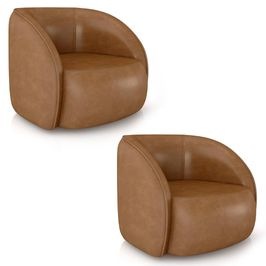 Poltrona para Sala Orgânica Kit 2 Zion M22 Sintético Caramelo - Mpozenato