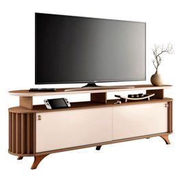 Rack Bancada de TV 70 Pol 182cm Elva H01 Castanho/Off White - Mpozenato