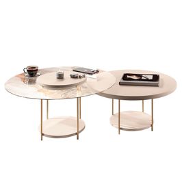Mesa de Centro Para Sala Pés Metálicos Kit 2 Mindy H01 Off White - Mpozenato