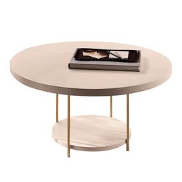 Mesa de Centro Redonda Pés Metálicos Mindy H01 Off White - Mpozenato