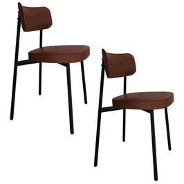 Cadeira de Jantar Estofada Kit 2 Ella M25 Sintético Marrom - Mpozenato