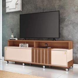 Rack Bancada de TV 70 Pol 180cm Graci Castanho/Off White - HB Móveis