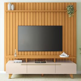 Painel TV 70 Pol You 2.2 e Rack Bancada Essenza Off/Cinamomo - HB Móveis
