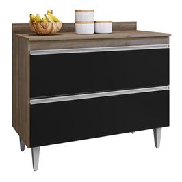 Balcão de Cozinha Com Tampo 100cm Julia Z34 Freijó/Preto - Mpozenato