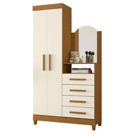 Guarda Roupa Cômoda com Espelho 103cm Maite A02 Off/Cinamomo - Mpozenato