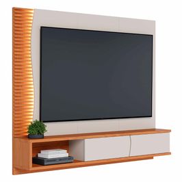 Painel TV 65 Pol e Bancada Suspensa Sintra Off White/Freijó C05 - Mpozenato