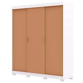 Guarda Roupa Casal 200cm 3 Portas Porto Flex Branco/Camarim - Vila Rica