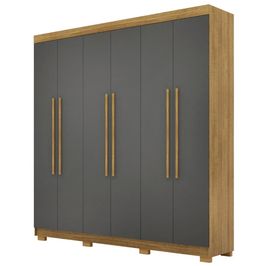 Guarda Roupa Casal 218cm 6 Portas Elegance Nature/Alasca - Vila Rica