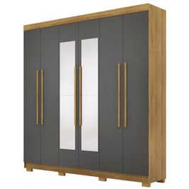 Guarda Roupa Casal 218cm Com Espelho Bolty Nature/Alasca V02 - Mpozenato
