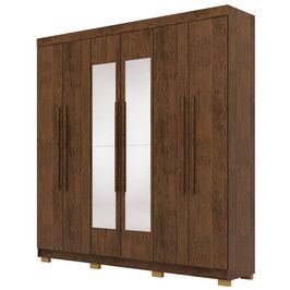 Guarda Roupa Casal 218cm Com Espelho Bolty Imbuia Rústico V02 - Mpozenato