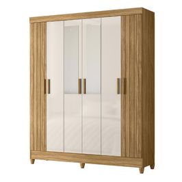Guarda Roupa Casal 165cm Com Espelho Guiana Freijó/Off Z17   - Mpozenato