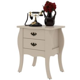 Mesa de Cabeceira 2 gavetas Bombe Premier Off White - Patrimar