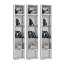 Kit 3 Estantes Livreiro 4 Prateleiras Janaína Branco - AJL Móveis