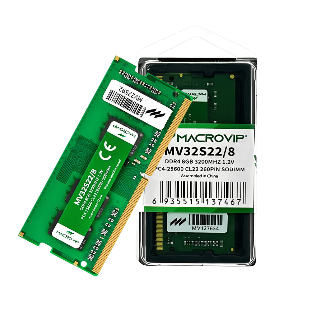 Encontraproduto.com.br - Memoria RAM DDR4 8GB 3200MHz MV32S22/8 SODIMM MacroVip